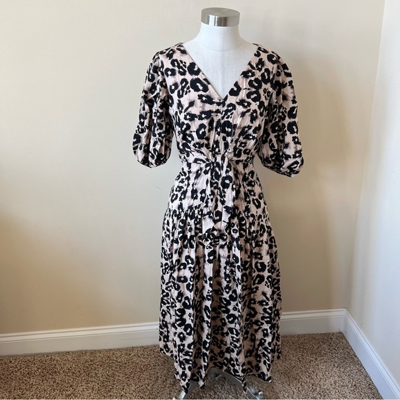 Rebecca Taylor $495 kaleidoscope leopard pattern midi dress 17587 - Picture 5 of 13
